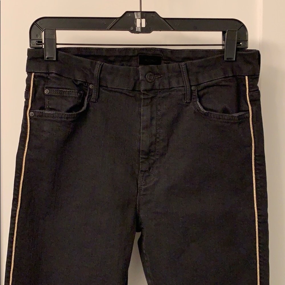 Mother high waited skinny jean with gold piping